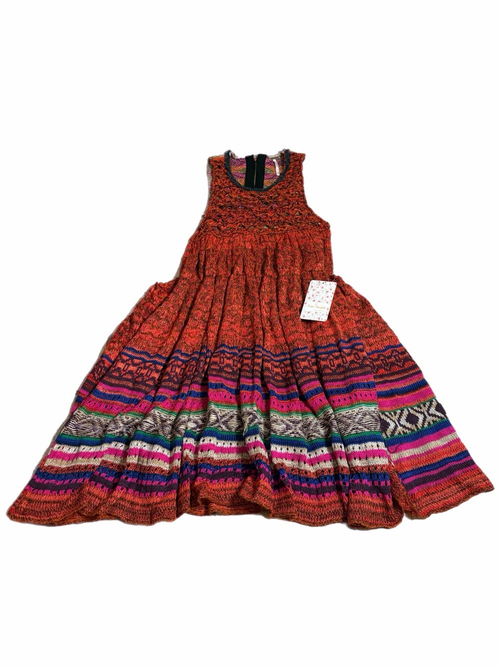 NWT Free People Knit Crochet Southwest Mini Dress Boho (Multicolor) Size Large - Picture 2 of 11